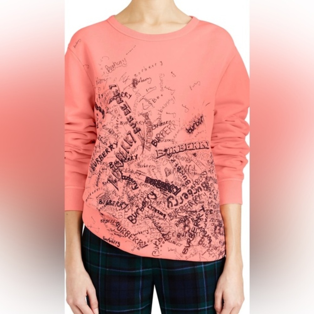 Burberry Coral Pink Logo Scribble Sweatshirt